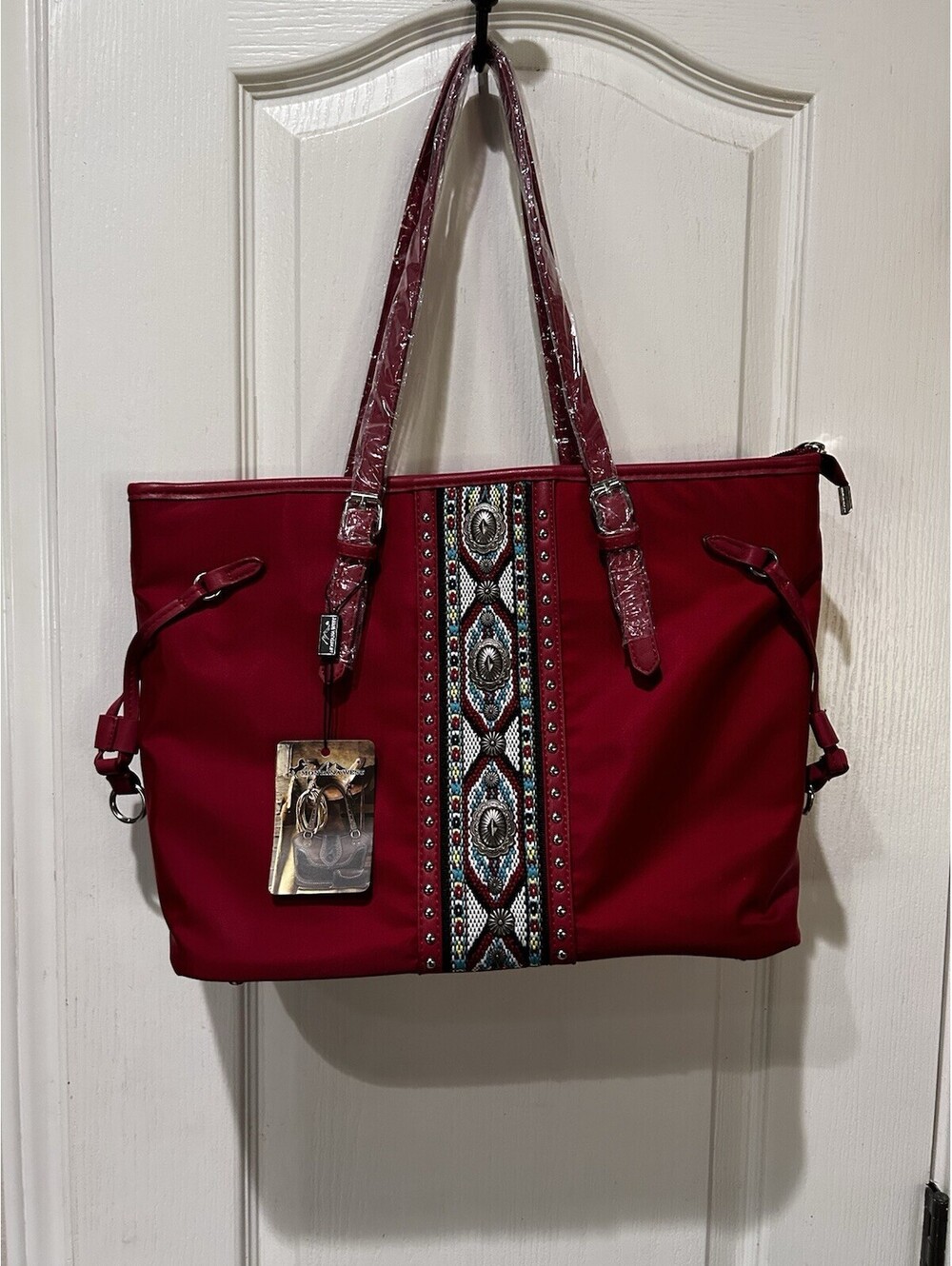 MONTANA WEST AZTEC COLLECTION TOTE Purse Shoulder Bag Red Western Southwestern